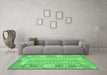 Machine Washable Southwestern Emerald Green Country Area Rugs in a Living Room,, wshcon2242emgrn