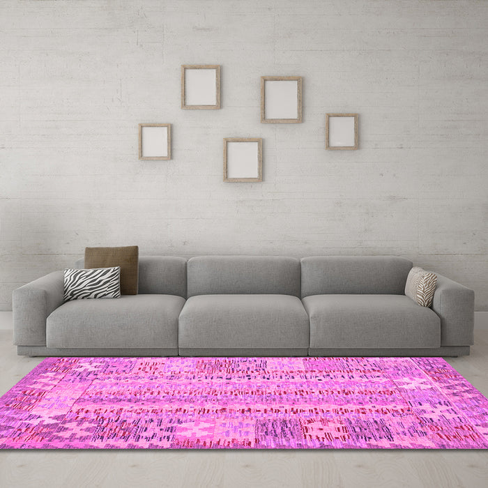 Machine Washable Southwestern Pink Country Rug in a Living Room, wshcon2242pnk