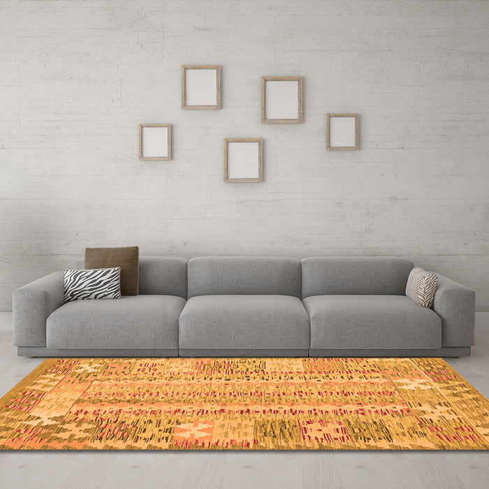 Machine Washable Southwestern Orange Country Area Rugs in a Living Room, wshcon2242org
