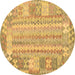 Round Southwestern Brown Country Rug, con2242brn