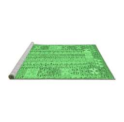 Sideview of Machine Washable Southwestern Emerald Green Country Area Rugs, wshcon2242emgrn