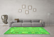 Machine Washable Southwestern Green Country Area Rugs in a Living Room,, wshcon2242grn