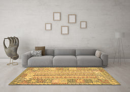 Machine Washable Southwestern Brown Country Rug in a Living Room,, wshcon2242brn