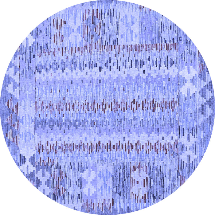 Round Machine Washable Southwestern Blue Country Rug, wshcon2242blu