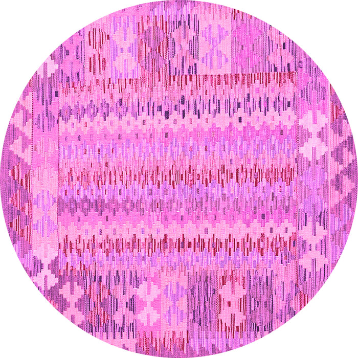 Round Machine Washable Southwestern Pink Country Rug, wshcon2242pnk