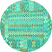 Round Southwestern Turquoise Country Rug, con2242turq