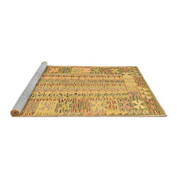 Sideview of Machine Washable Southwestern Brown Country Rug, wshcon2242brn