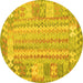 Round Southwestern Yellow Country Rug, con2242yw