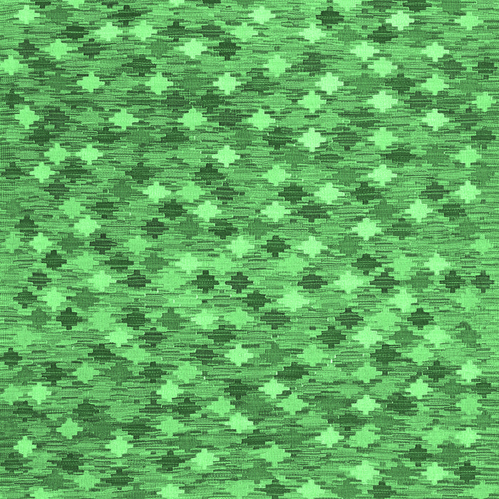 Square Machine Washable Southwestern Emerald Green Country Area Rugs, wshcon2243emgrn