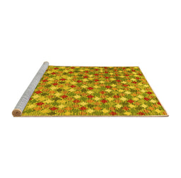 Sideview of Machine Washable Southwestern Yellow Country Rug, wshcon2243yw
