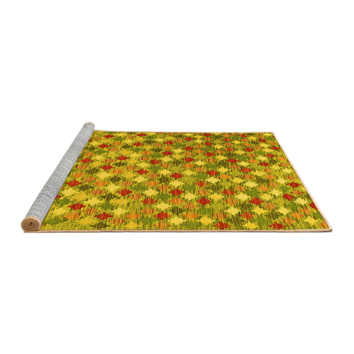 Sideview of Machine Washable Southwestern Yellow Country Rug, wshcon2243yw