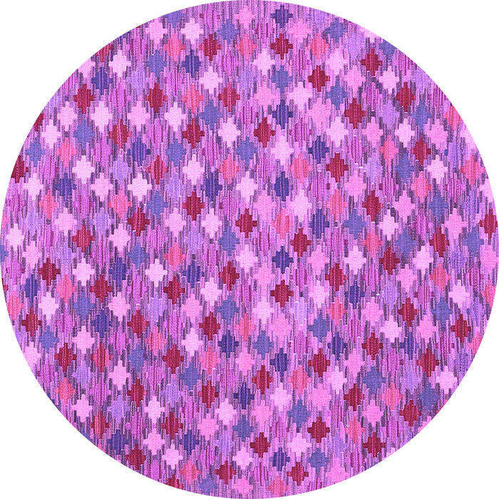 Round Machine Washable Southwestern Purple Country Area Rugs, wshcon2243pur