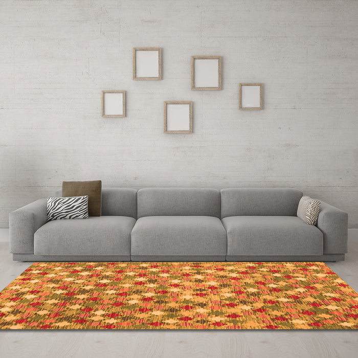 Machine Washable Southwestern Orange Country Area Rugs in a Living Room, wshcon2243org