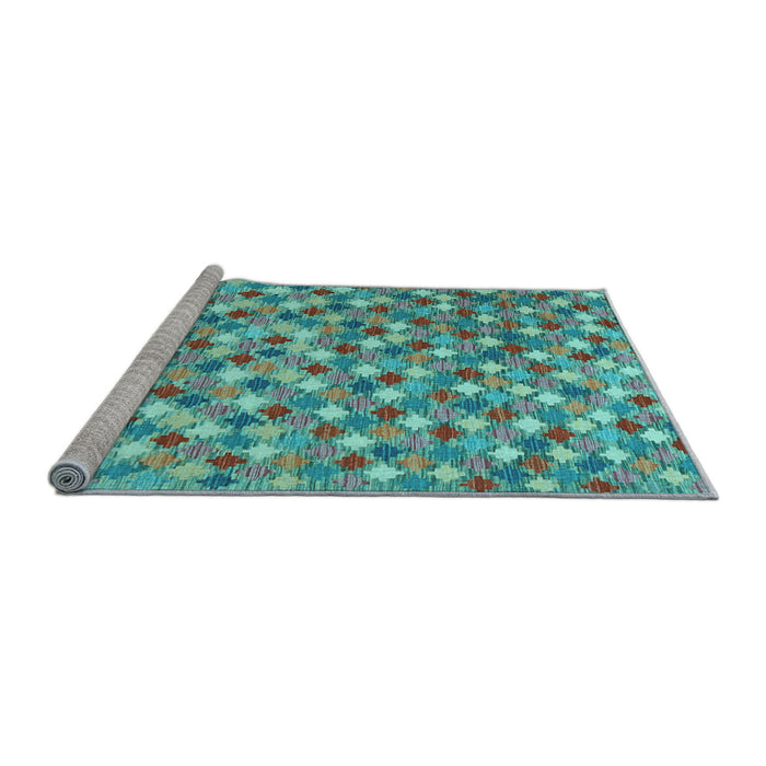 Sideview of Machine Washable Southwestern Light Blue Country Rug, wshcon2243lblu