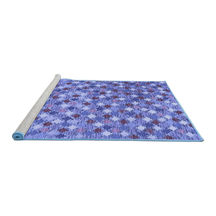Sideview of Machine Washable Southwestern Blue Country Rug, wshcon2243blu