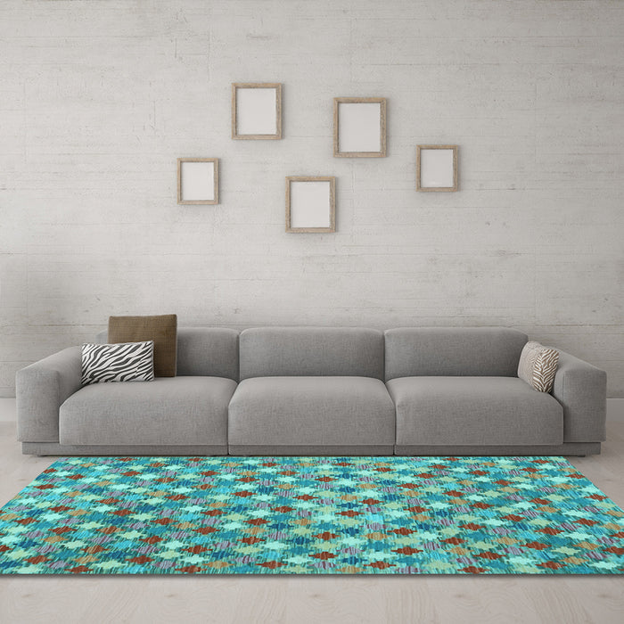 Machine Washable Southwestern Light Blue Country Rug in a Living Room, wshcon2243lblu