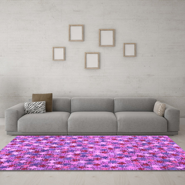Machine Washable Southwestern Purple Country Area Rugs in a Living Room, wshcon2243pur