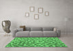 Machine Washable Southwestern Emerald Green Country Area Rugs in a Living Room,, wshcon2243emgrn