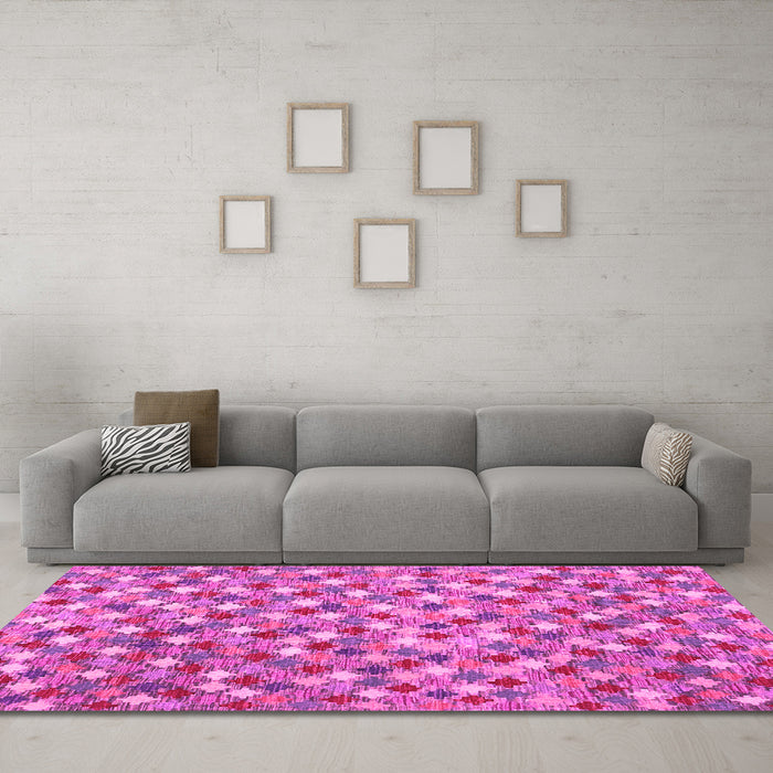 Machine Washable Southwestern Pink Country Rug in a Living Room, wshcon2243pnk