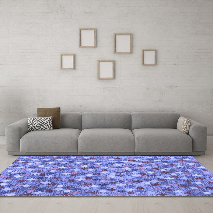 Machine Washable Southwestern Blue Country Rug in a Living Room, wshcon2243blu
