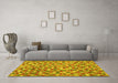 Machine Washable Southwestern Yellow Country Rug in a Living Room, wshcon2243yw