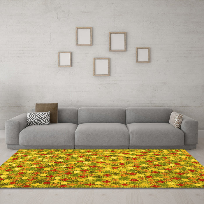 Machine Washable Southwestern Yellow Country Rug in a Living Room, wshcon2243yw