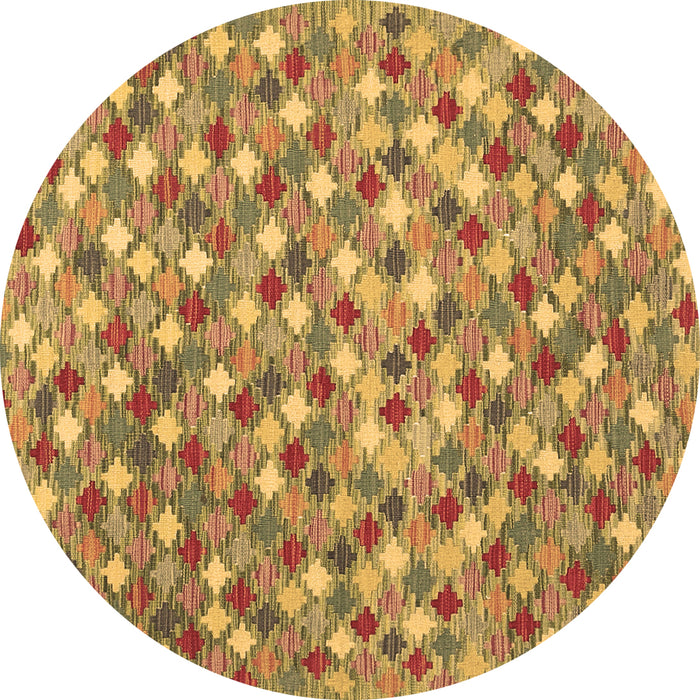 Round Machine Washable Southwestern Brown Country Rug, wshcon2243brn