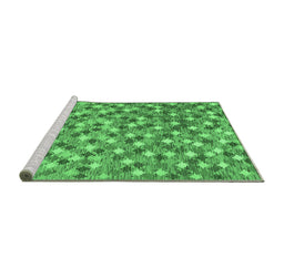 Sideview of Machine Washable Southwestern Emerald Green Country Area Rugs, wshcon2243emgrn