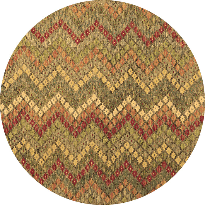 Round Machine Washable Southwestern Brown Country Rug, wshcon2244brn