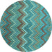 Round Southwestern Light Blue Country Rug, con2244lblu