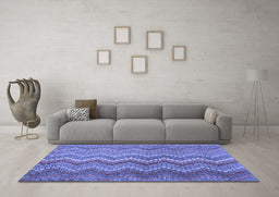 Machine Washable Southwestern Blue Country Rug in a Living Room, wshcon2244blu