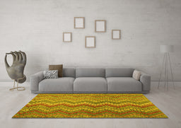 Machine Washable Southwestern Yellow Country Rug in a Living Room, wshcon2244yw