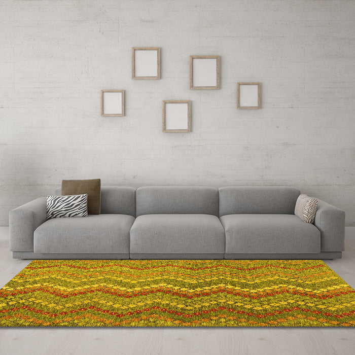 Machine Washable Southwestern Yellow Country Rug in a Living Room, wshcon2244yw