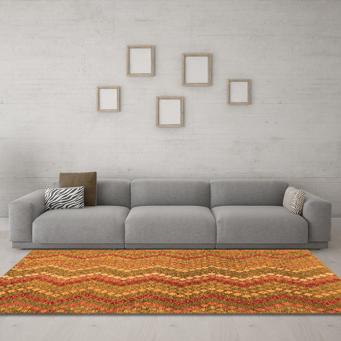 Machine Washable Southwestern Orange Country Area Rugs in a Living Room, wshcon2244org