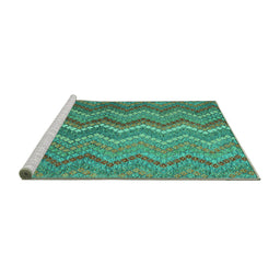 Sideview of Machine Washable Southwestern Turquoise Country Area Rugs, wshcon2244turq