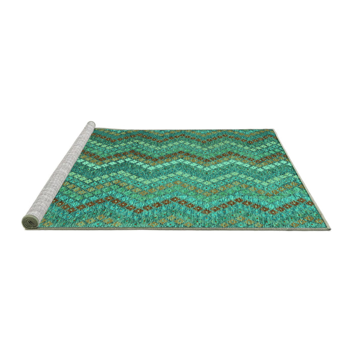 Sideview of Machine Washable Southwestern Turquoise Country Area Rugs, wshcon2244turq