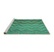 Sideview of Machine Washable Southwestern Turquoise Country Area Rugs, wshcon2244turq