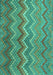 Machine Washable Southwestern Turquoise Country Area Rugs, wshcon2244turq