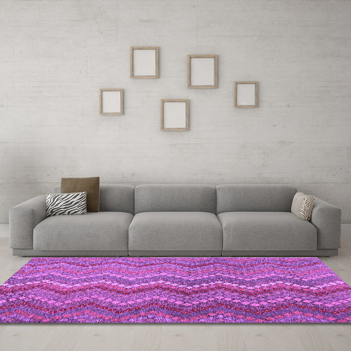 Machine Washable Southwestern Purple Country Area Rugs in a Living Room, wshcon2244pur