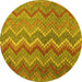 Round Southwestern Yellow Country Rug, con2244yw