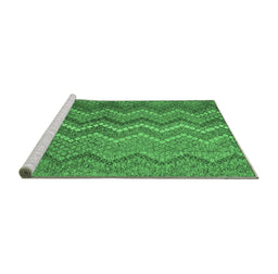 Sideview of Machine Washable Southwestern Emerald Green Country Area Rugs, wshcon2244emgrn