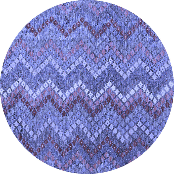 Round Machine Washable Southwestern Blue Country Rug, wshcon2244blu