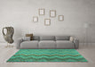 Machine Washable Southwestern Turquoise Country Area Rugs in a Living Room,, wshcon2244turq