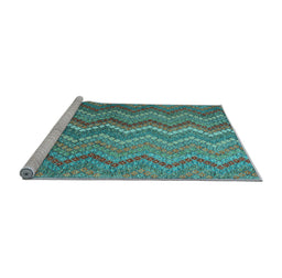 Sideview of Machine Washable Southwestern Light Blue Country Rug, wshcon2244lblu
