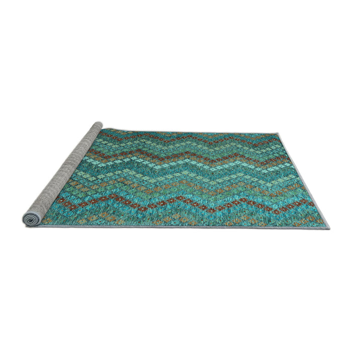 Sideview of Machine Washable Southwestern Light Blue Country Rug, wshcon2244lblu
