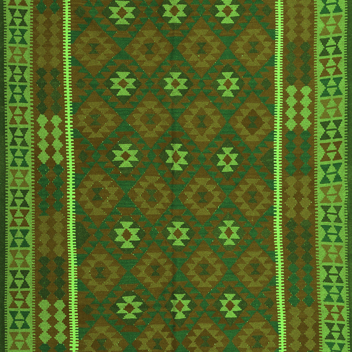 Serging Thickness of Machine Washable Oriental Green Traditional Area Rugs, wshcon2245grn
