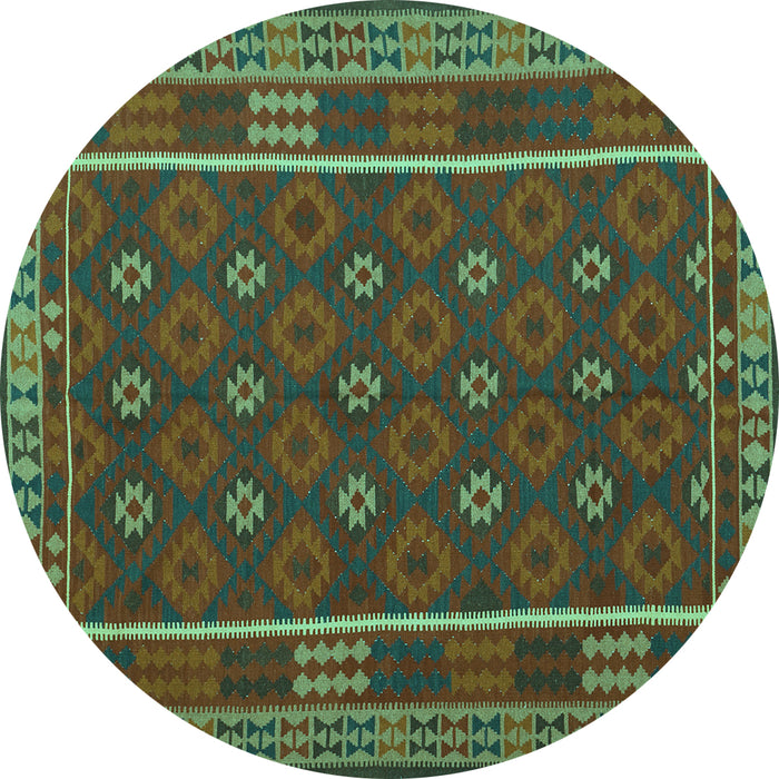 Round Oriental Turquoise Traditional Rug, con2245turq