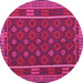 Round Machine Washable Oriental Pink Traditional Rug, wshcon2245pnk