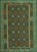 Machine Washable Oriental Turquoise Traditional Area Rugs, wshcon2245turq