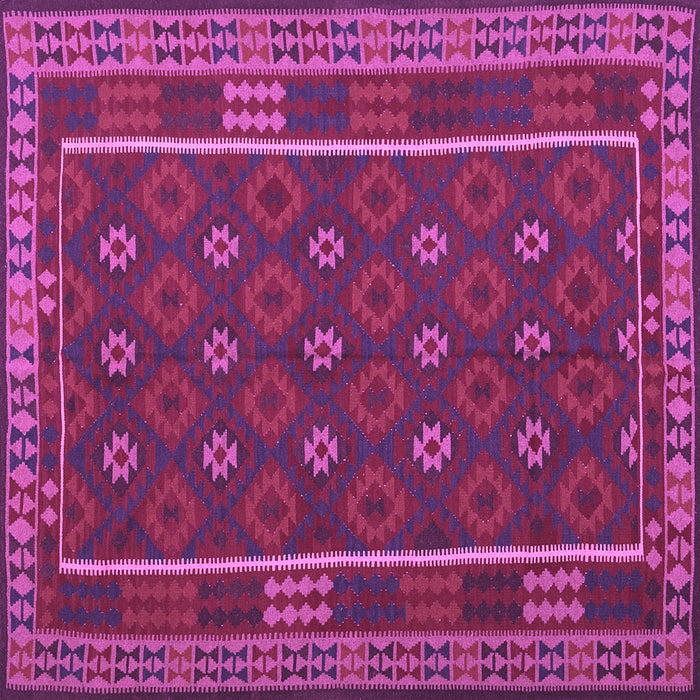 Square Machine Washable Oriental Purple Traditional Area Rugs, wshcon2245pur